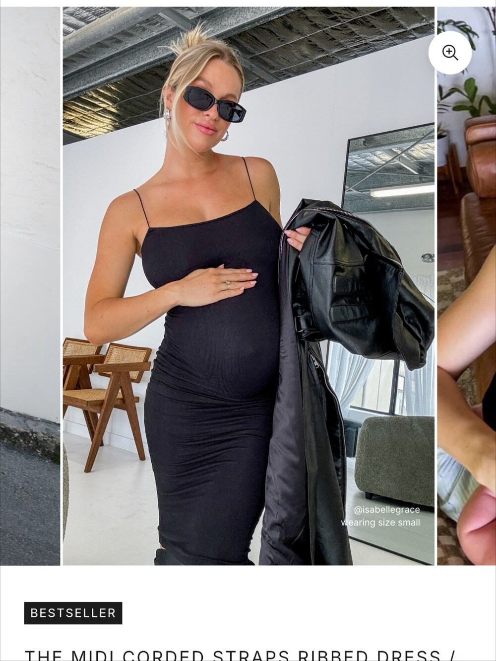 THE MIDI CORDED STRAPS RIBBED DRESS / ONYX // Lo+Jayne Maternity